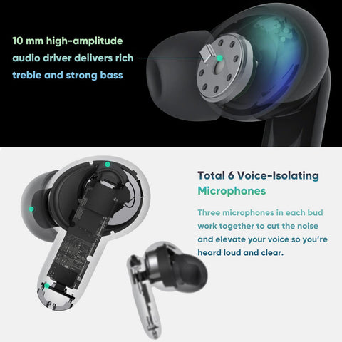 WYZE Earbuds Pro, 40 dB Active Noise Cancelling Wireless Earbuds, 6 Mics