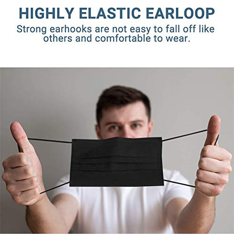 Black Face Mask Disposable Breathable Mouth Cover Black Breathable Masks For Daily Protection Air Pollution, Dust(50pcs)