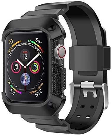 NatoGears Rugged Protective Case & Strap Band For Apple Watch Series 4-2018 44mm with Metal Buckle Clasp