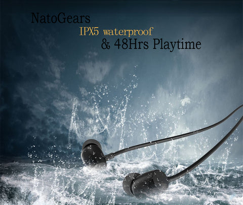 NatoGears 48 Hours Playtime IPX5 Sport Neckband Waterproof Earbuds(Black)