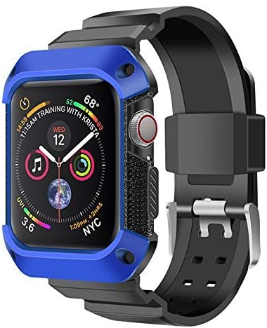 NatoGears Rugged Protective Case & Strap Band For Apple Watch Series 4-2018 44mm with Metal Buckle Clasp