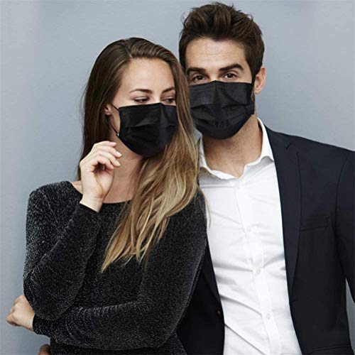 Black Face Mask Disposable Breathable Mouth Cover Black Breathable Masks For Daily Protection Air Pollution, Dust(50pcs)