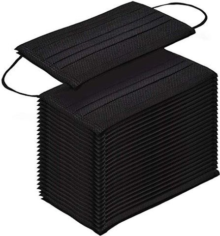 Black Face Mask Disposable Breathable Mouth Cover Black Breathable Masks For Daily Protection Air Pollution, Dust(50pcs)