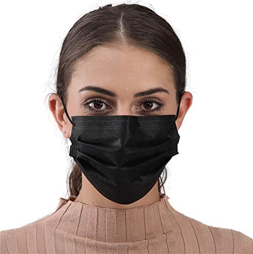 Black Face Mask Disposable Breathable Mouth Cover Black Breathable Masks For Daily Protection Air Pollution, Dust(50pcs)