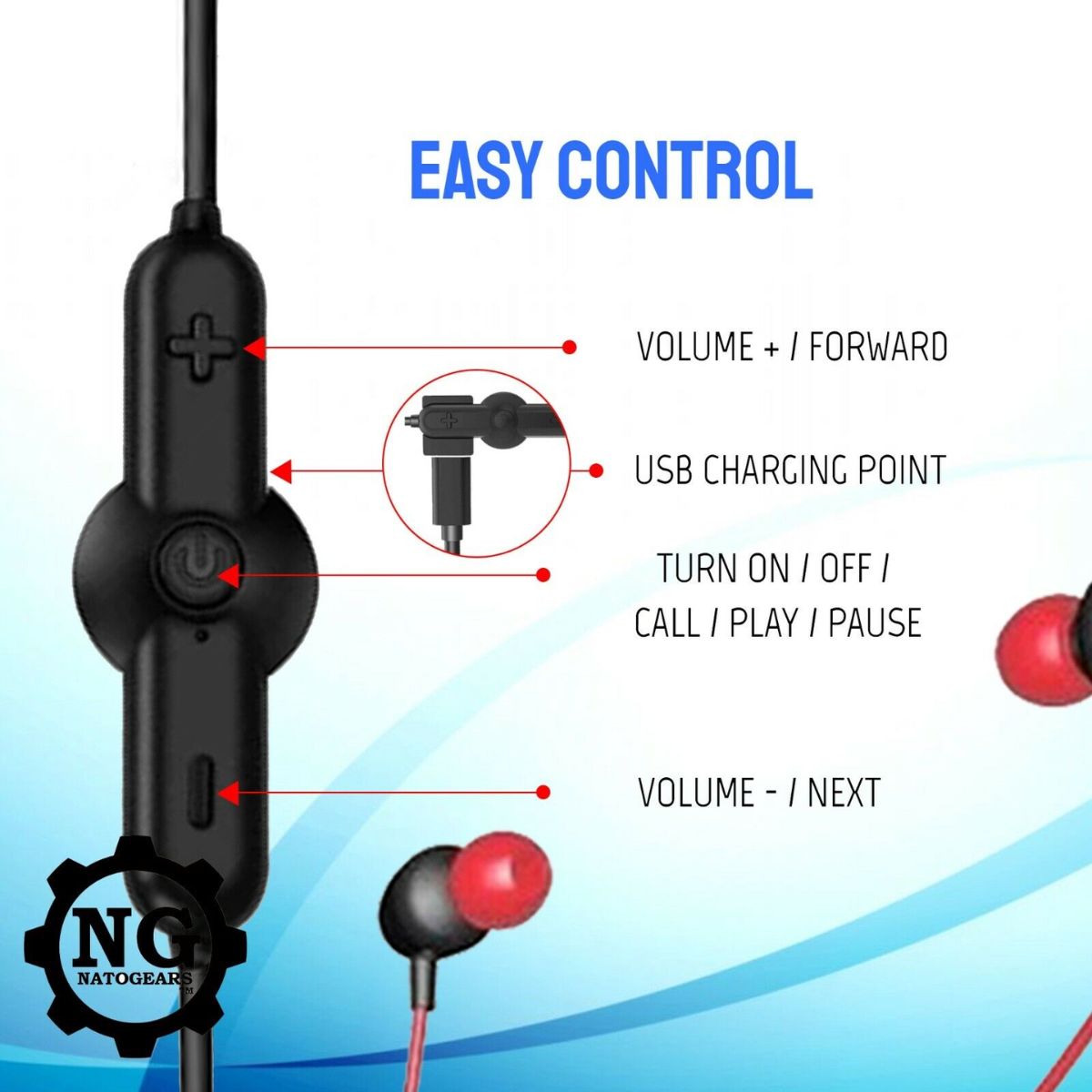  48 Hours Playtime Sport Neckband Bluetooth Earbuds