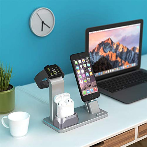 Apple iPhone, Airpod & iWatch Compatible 3-in-1 Aluminum Charging Dock