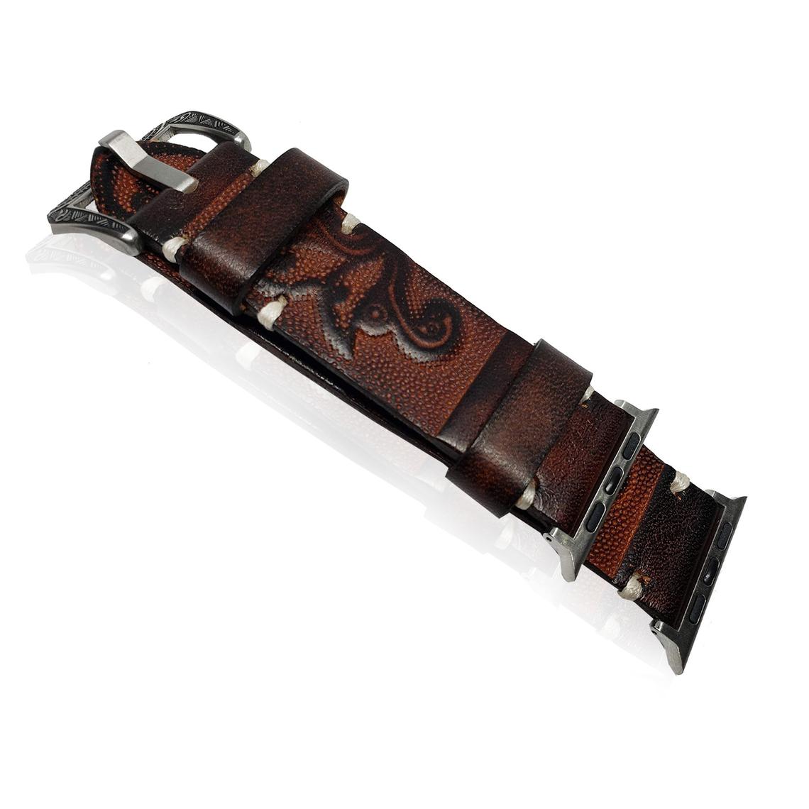 Vintage Handmade Tooled Genuine Leather Watch Band For All Wrist Watches