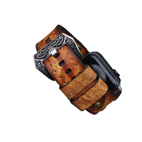 Rugged Vintage Look Handmade Leather Watch Band, Watch Strap, Crazy Cow Watch Strap 24mm Width Leather Watch Band - Free Shipping!