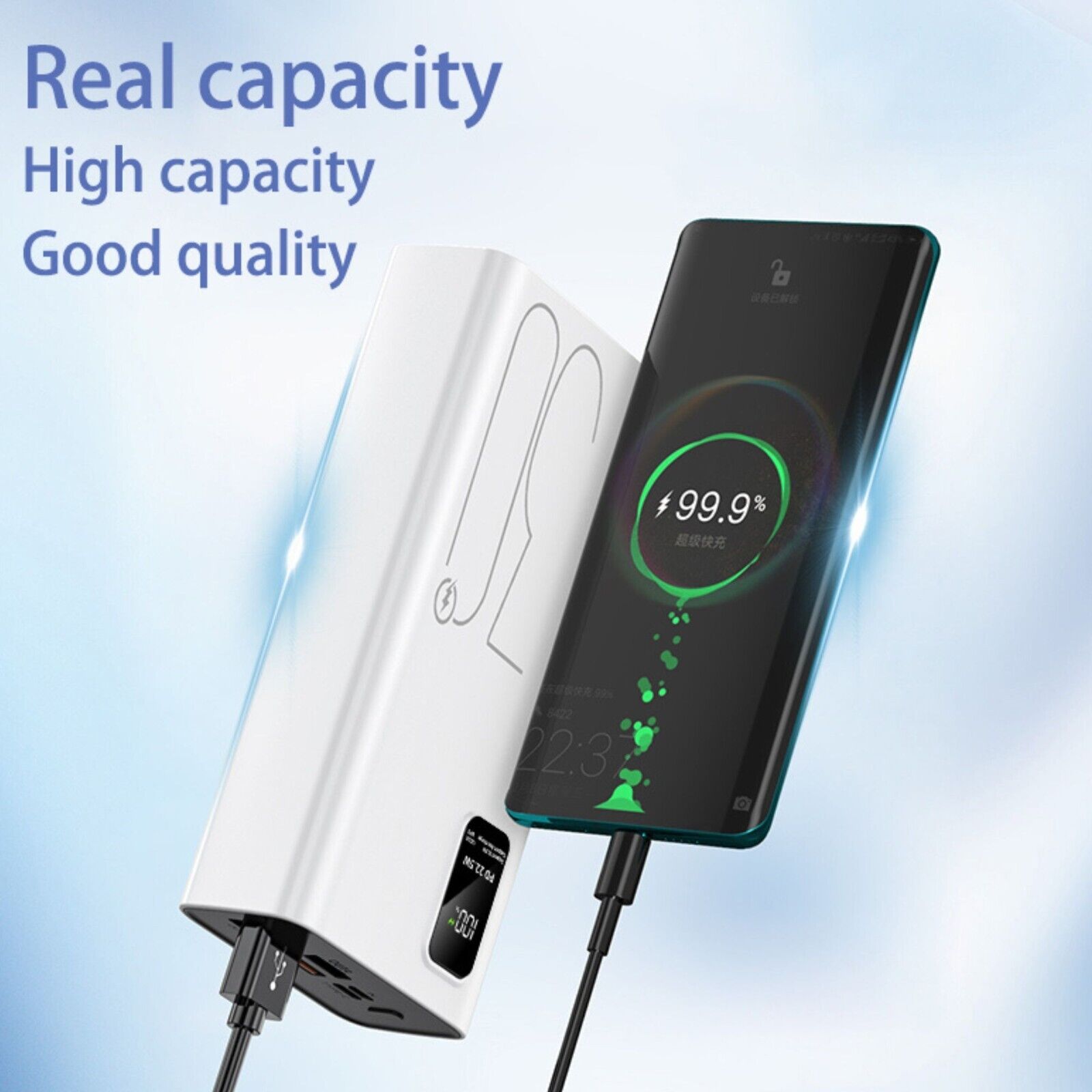 Portable Fast Charger 30000mAh Power Bank 4 USB External Battery LED Display
