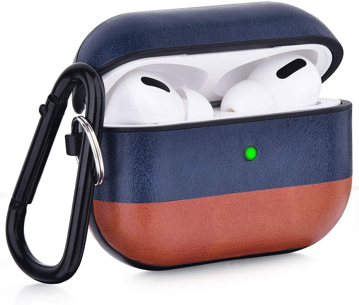 Airpods Pro Case Genuine Leather Airpod 3 Case for Airpods Pro [Front LED Visible] Protective Cover Skin Brown Men Women